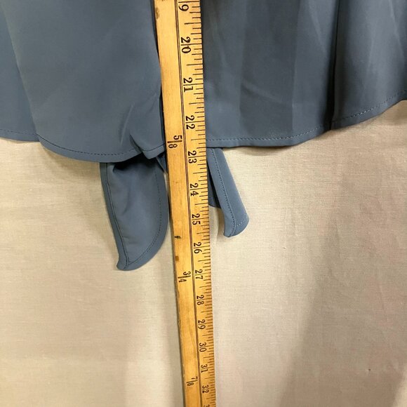 SUEANI Women's S Gray Tie Front Top Summer V-Neck Long Sleeve Twist Knot T-Shirt - Picture 12 of 12